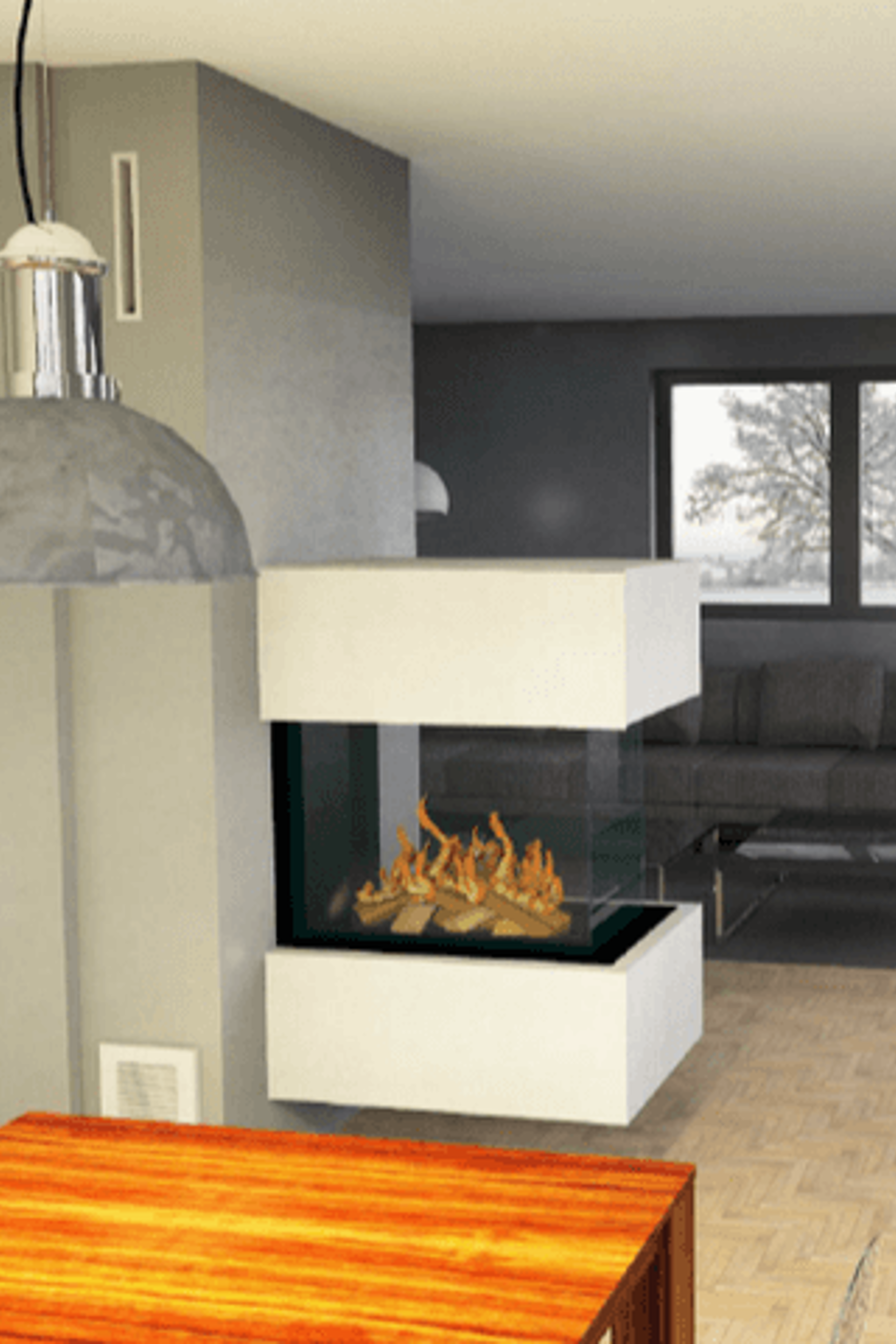 Doorkijkhaard als roomdivider