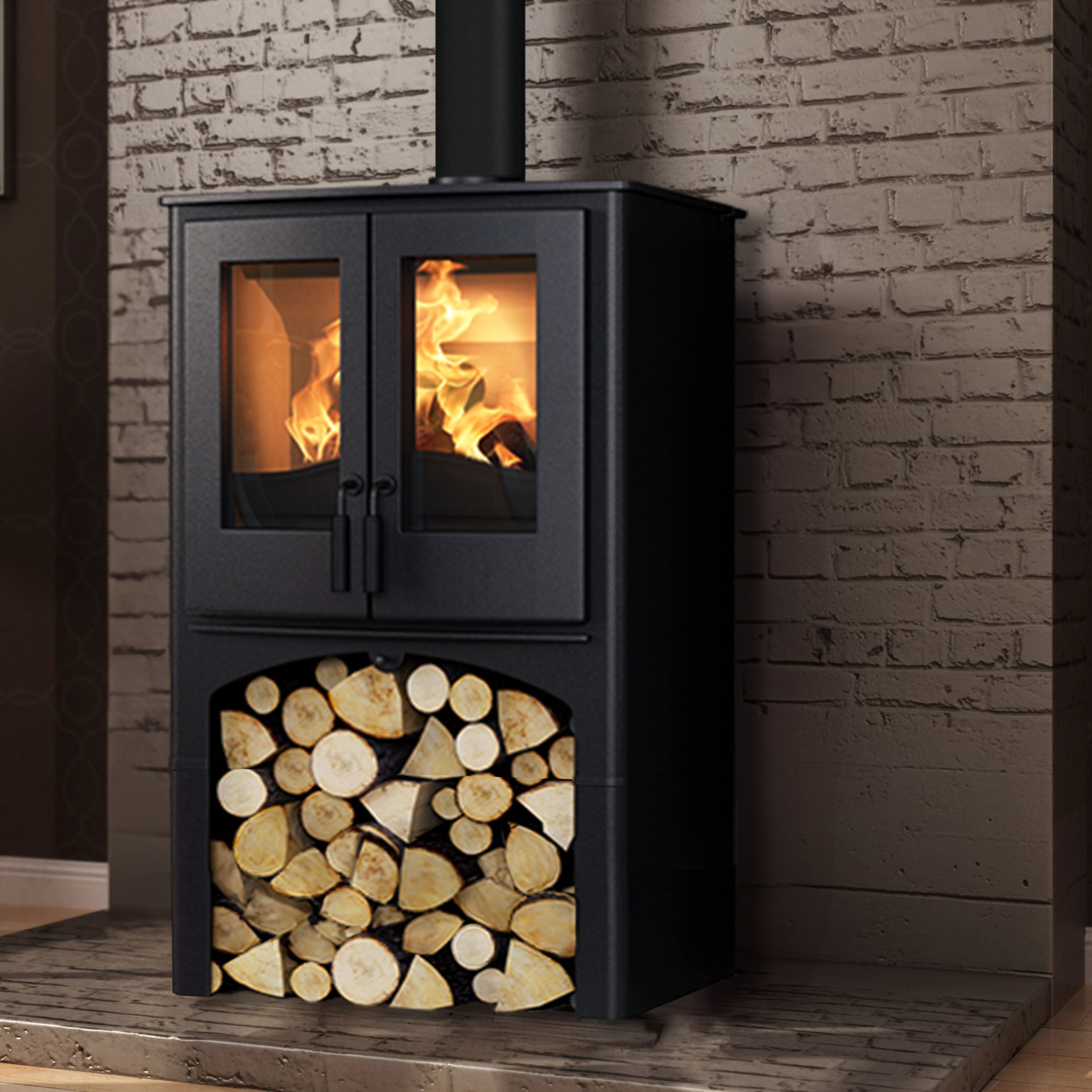 Nordic Fire Lodge CV met Houtvak 32 cm